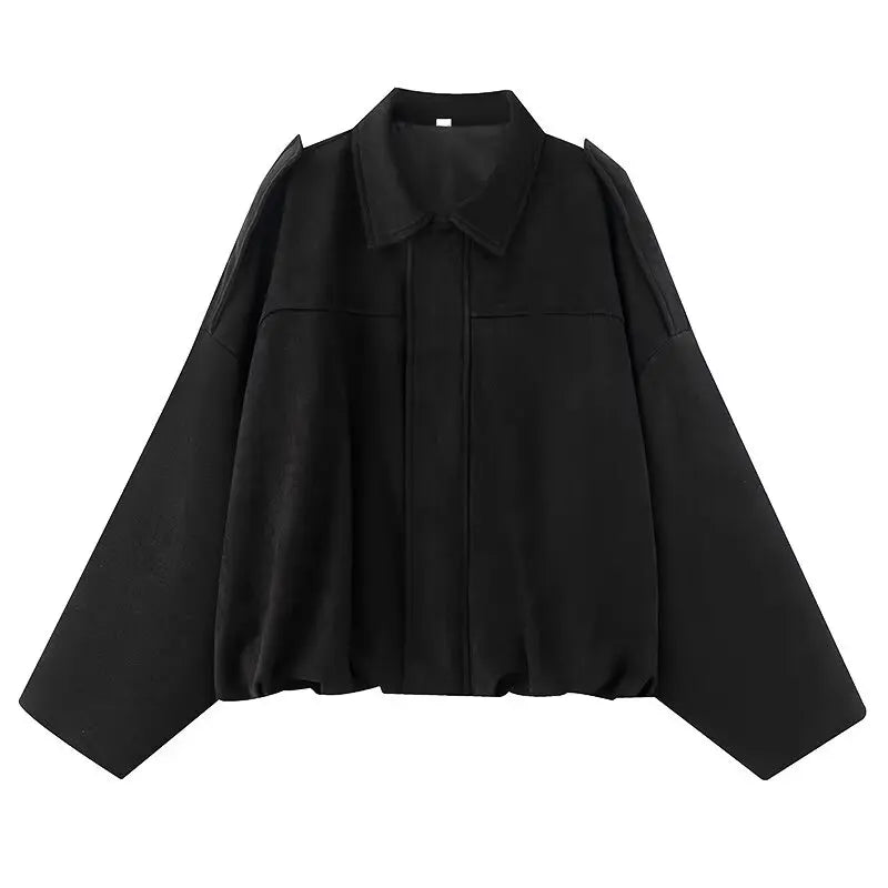 Loose Pilot Faux Suede Long Sleeve Blouse