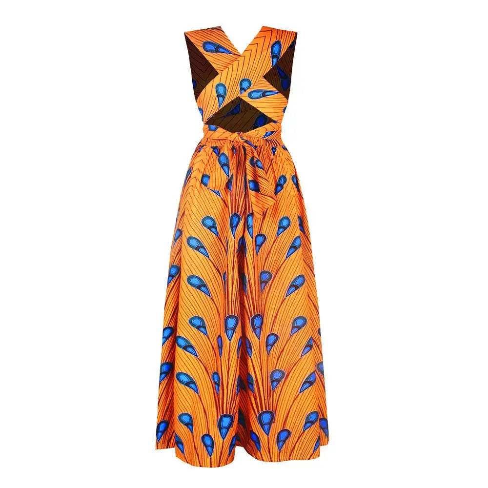 African Style High Waist Printed Floor Length Gown