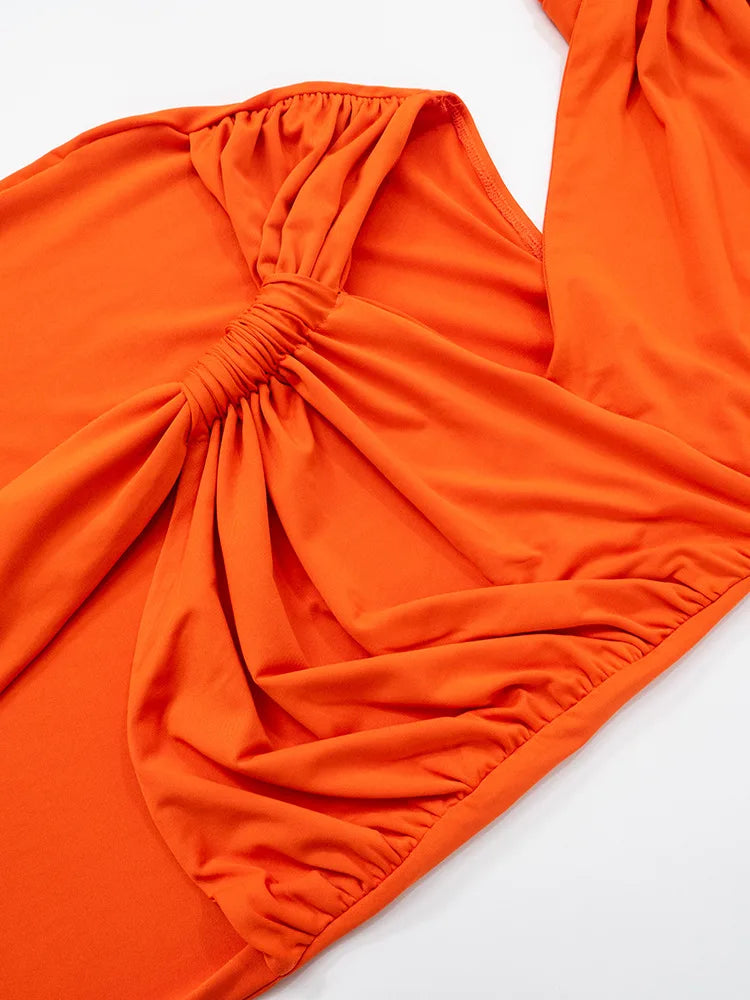 Backless One Shoulder Irregular Pleated Dress