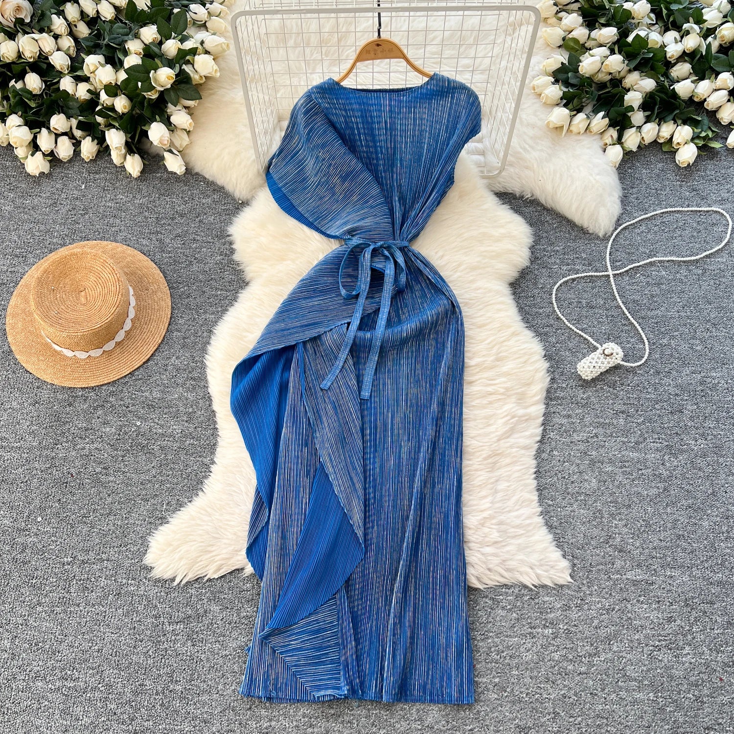 Chic asymmetrical Spliced High Waist A-line Dress