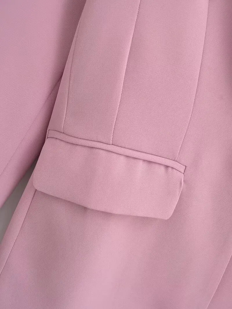 Elegant Blazer Pants Set Loose Lapel Single-breasted Jacket Coat Wide Leg Trousers Matching Suits