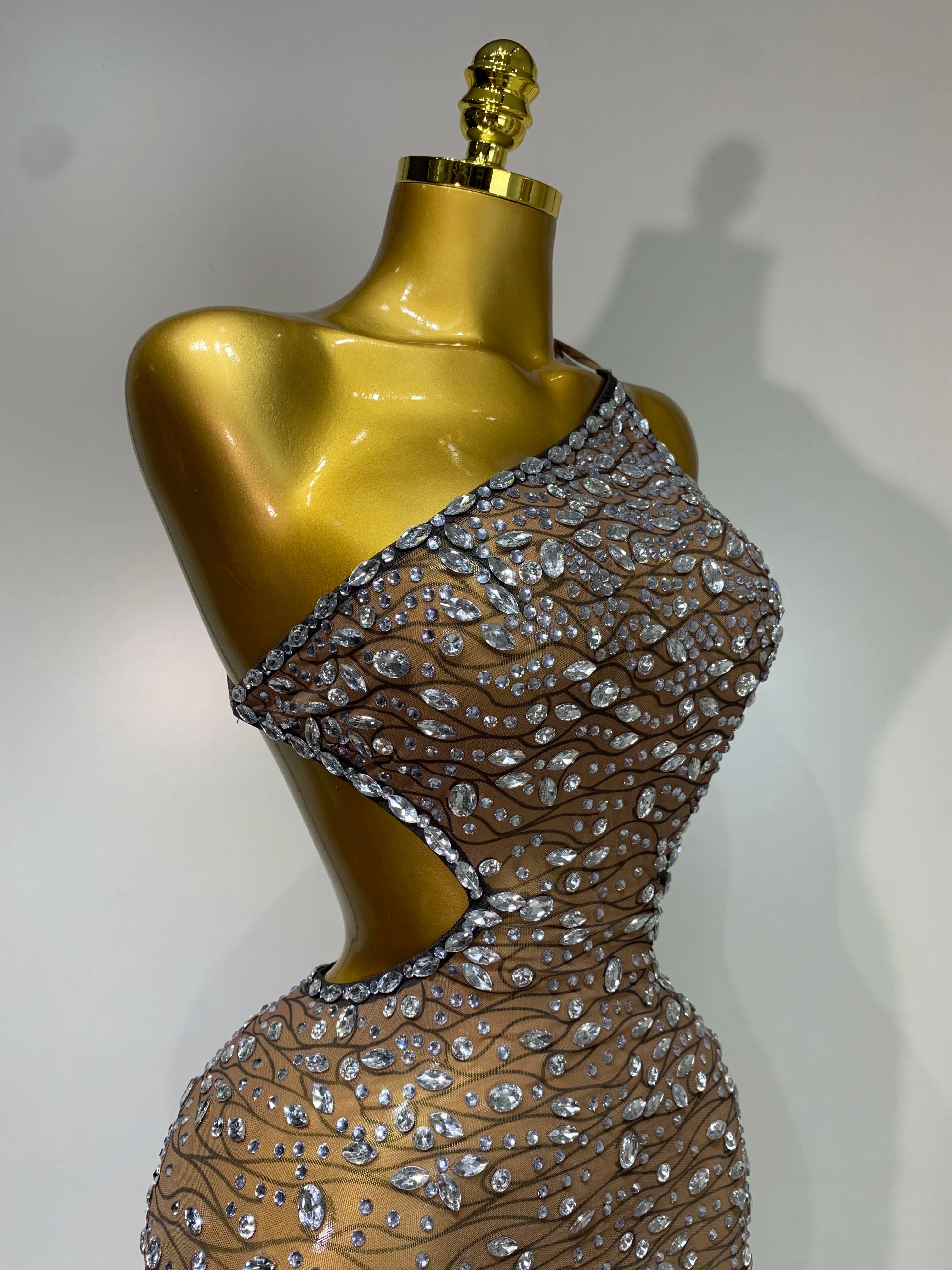 See Through Sparkly Diamond Dress