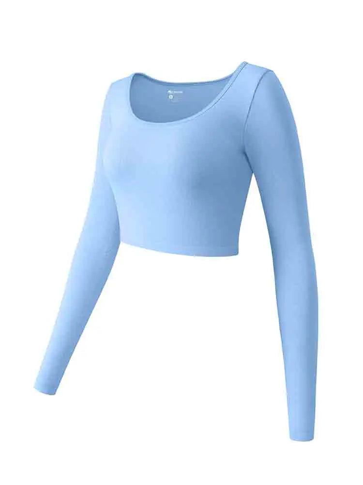 Long Sleeved Round Neck Seamless Tops T-shirt