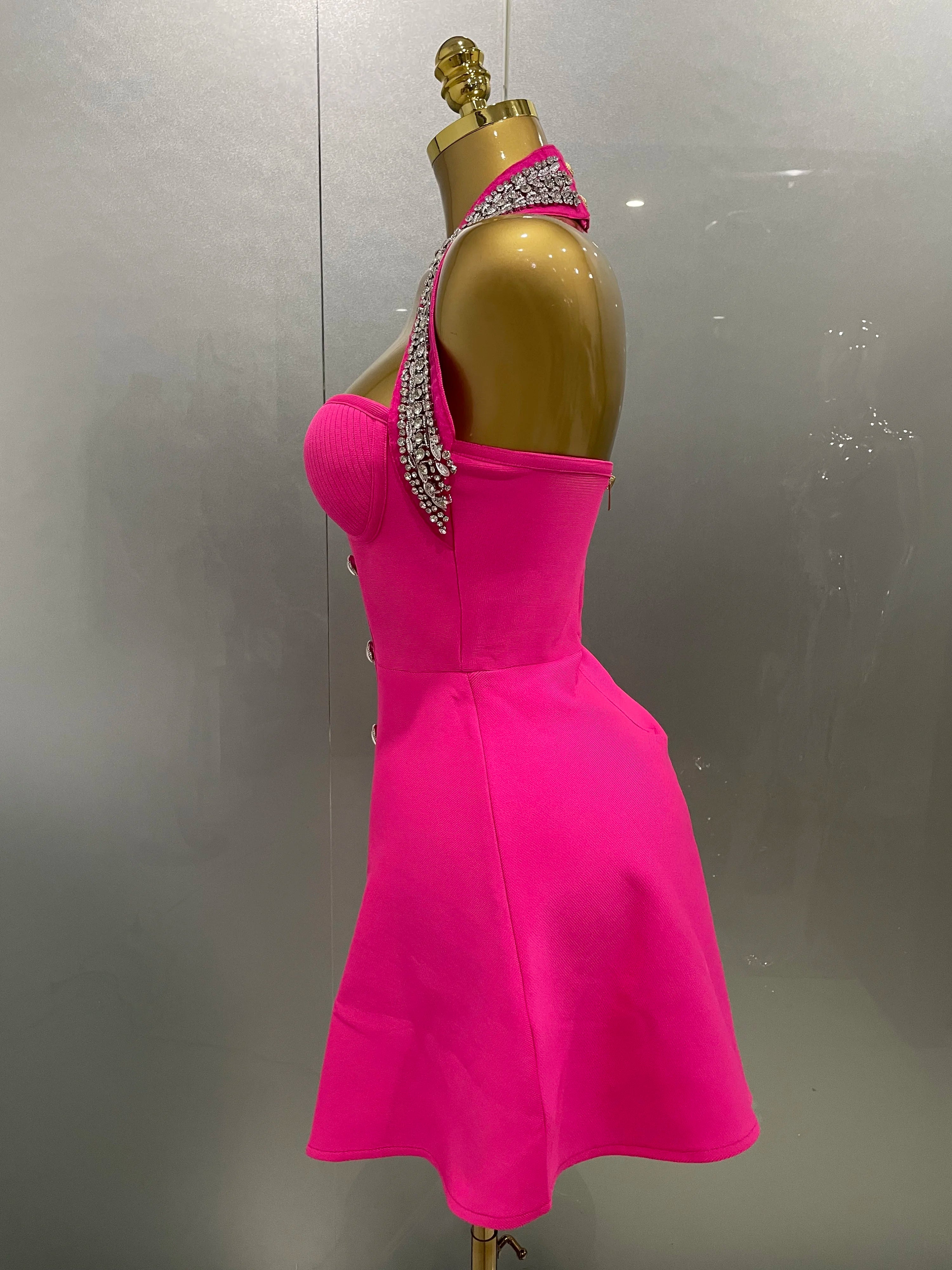 Off the Shoulder Shinning Crystal Bodycon Bandage Dress