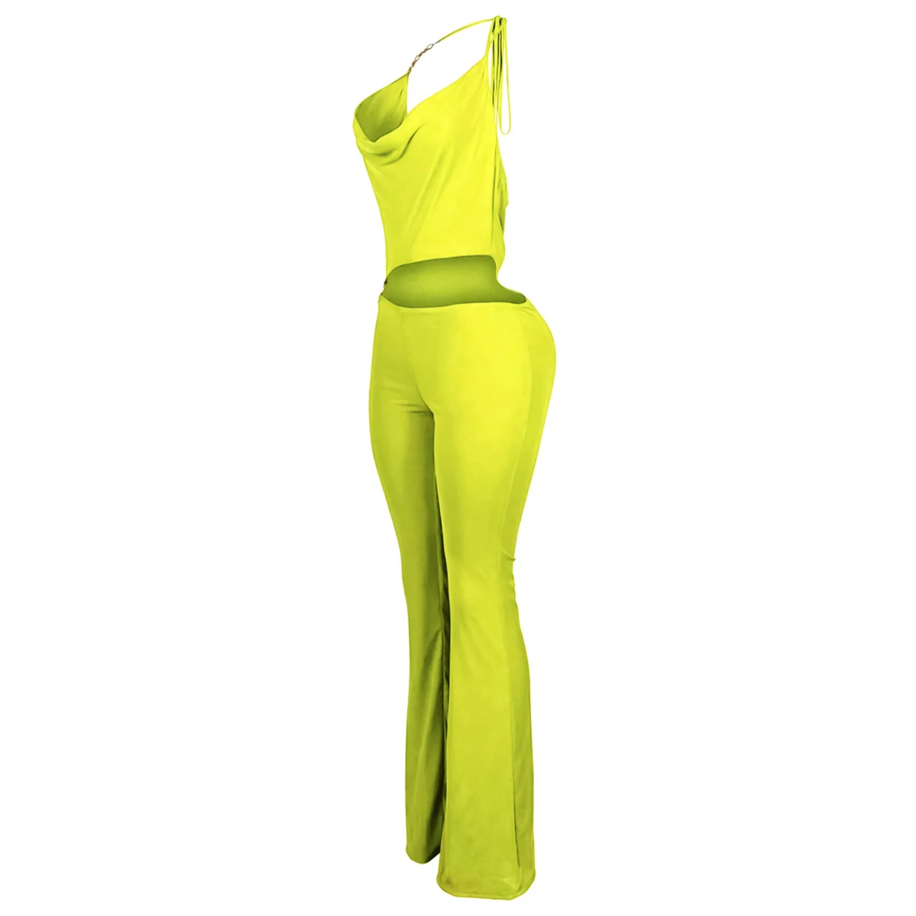 Sleeveless Pile Collar Halter Hollow Out Jumpsuits