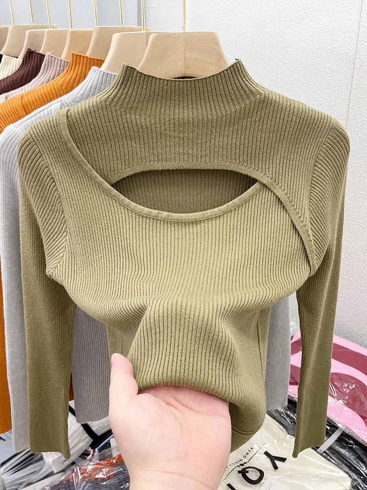 Hollow Out Slim Vintage Soft Warm Pull Pullover Knitted Sweater