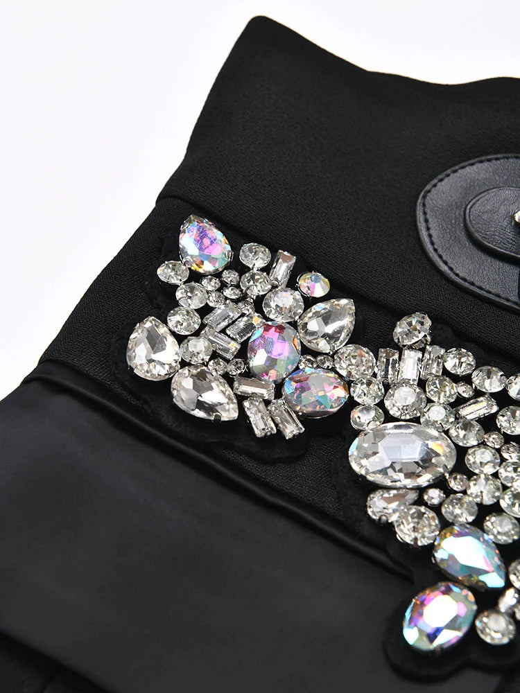 Irregular Rhinestones Mini Half-body High Waist Skirts