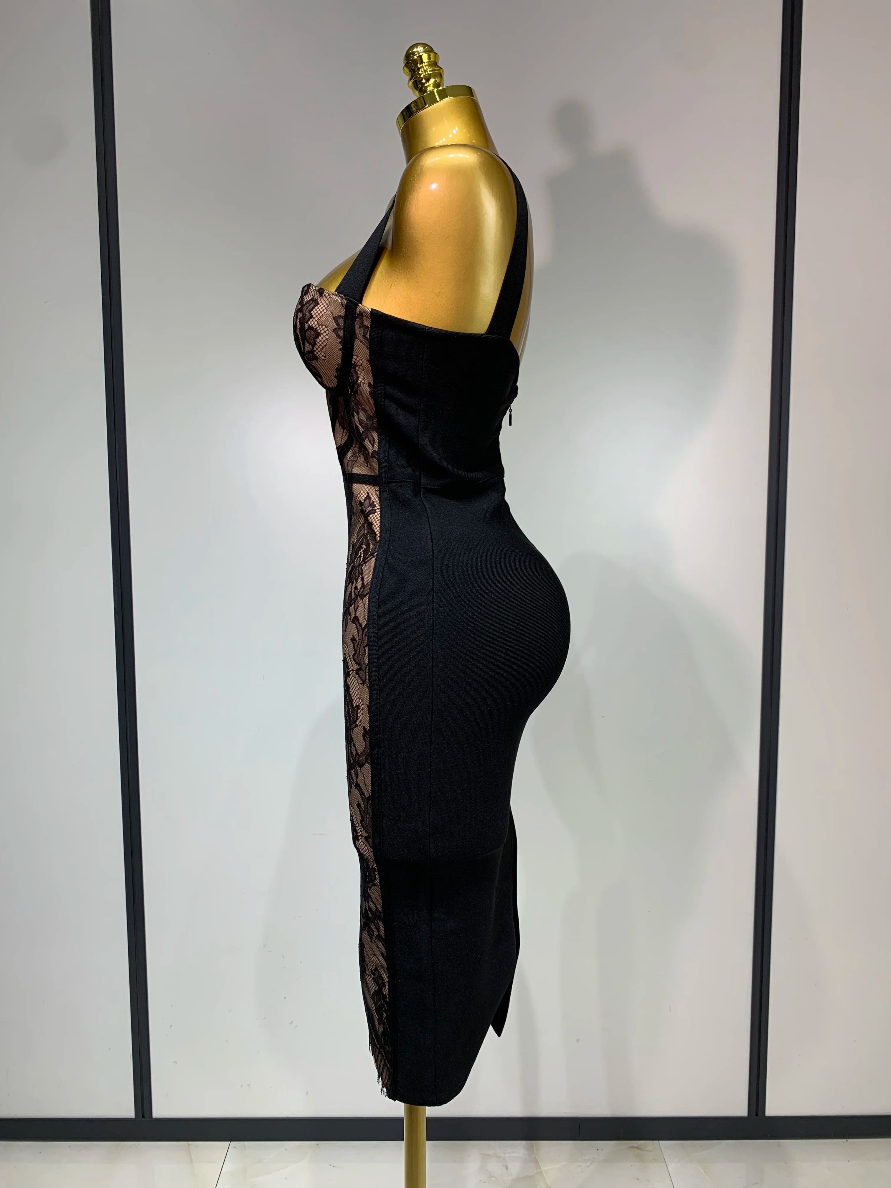 Luxury Vintage Elegant Bodycon Lace Bandage Dress