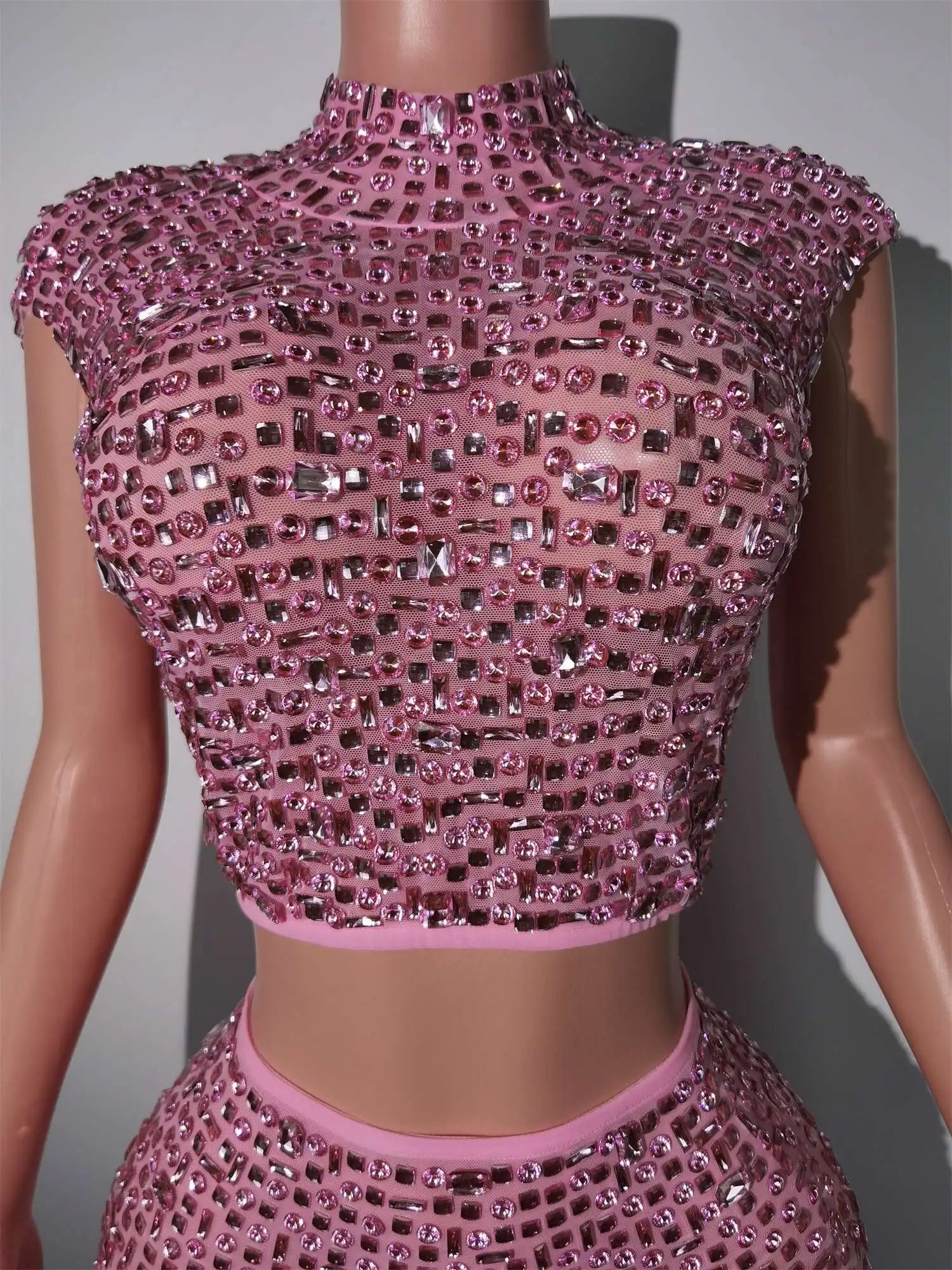 Sparkly Diamonds Crop Top Long Skirt 2-PCS Set