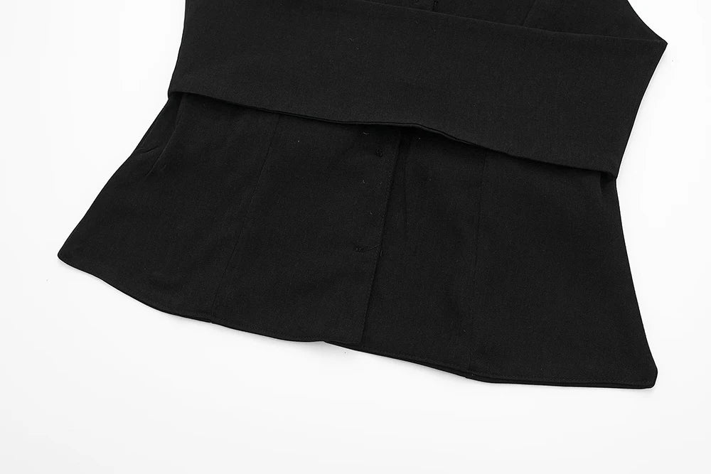 Single Breasted Vest + High Waisted Casual Trousers Set
