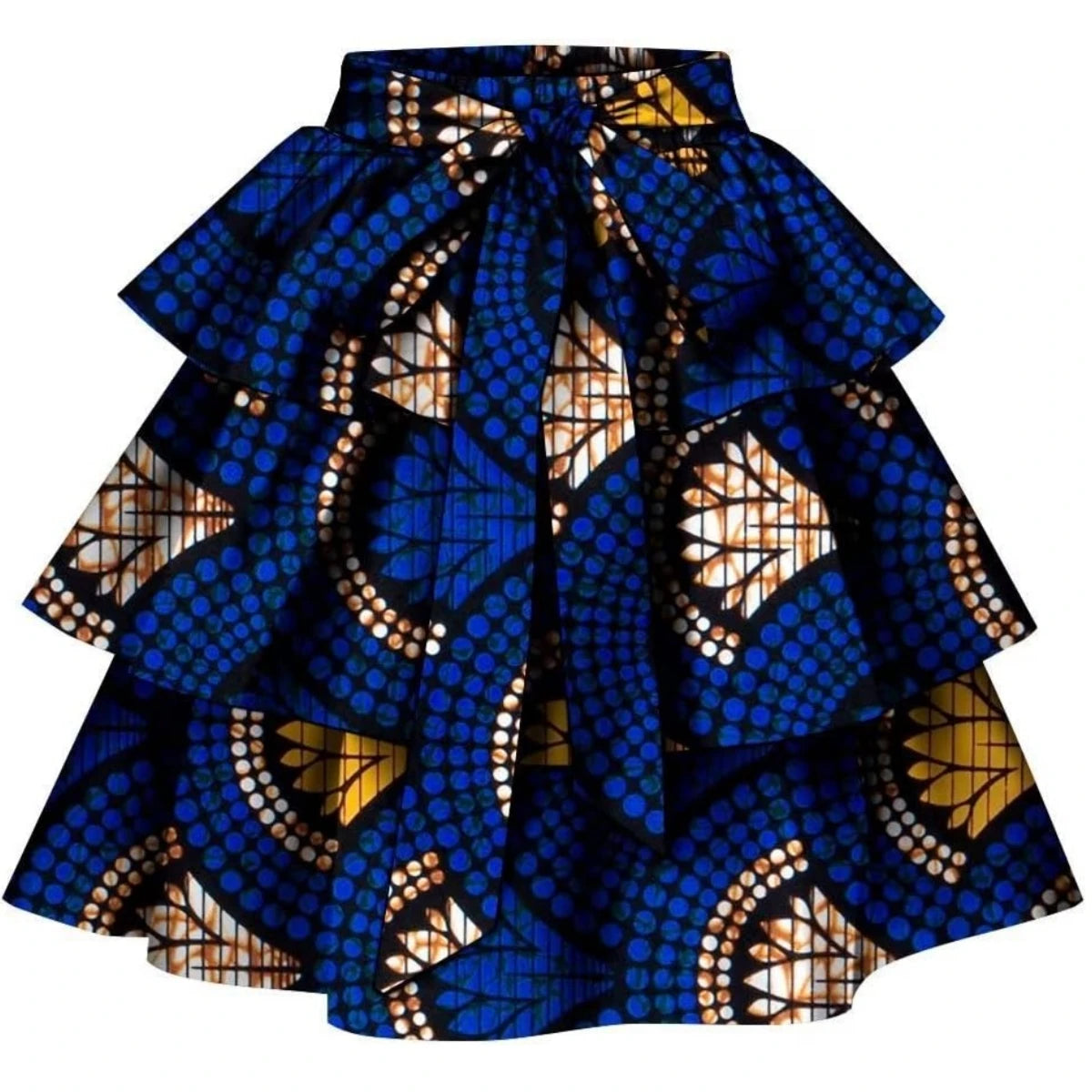 African Ankara Print Wax Patchwork Multi-layer Skirt