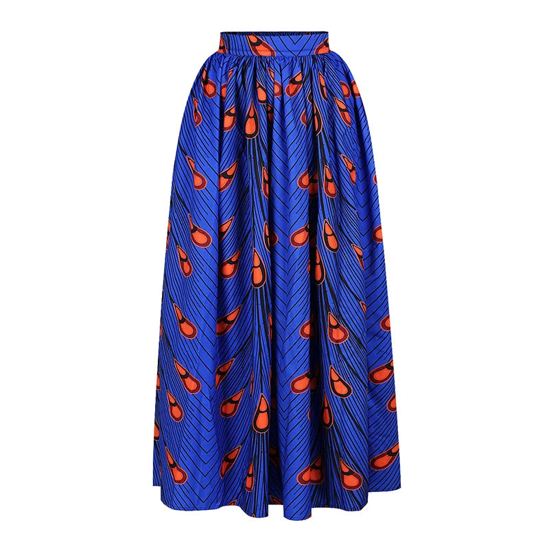African  Two Piece Set Sexy Slash-neck Long Sleeve Tops +High Slit Maxi Skirt