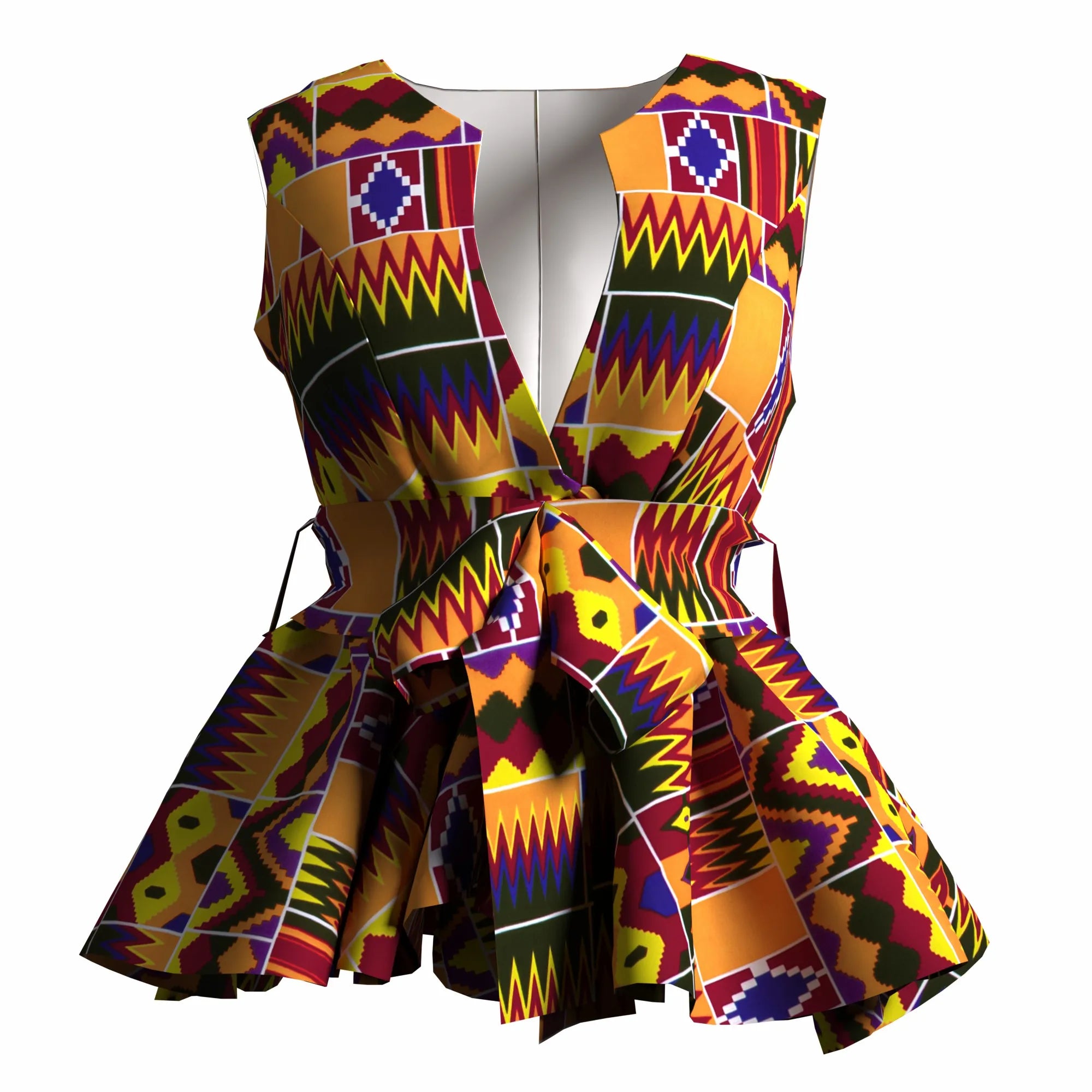 African Print Dashiki Ankara Wax Printing Jacket with Belt