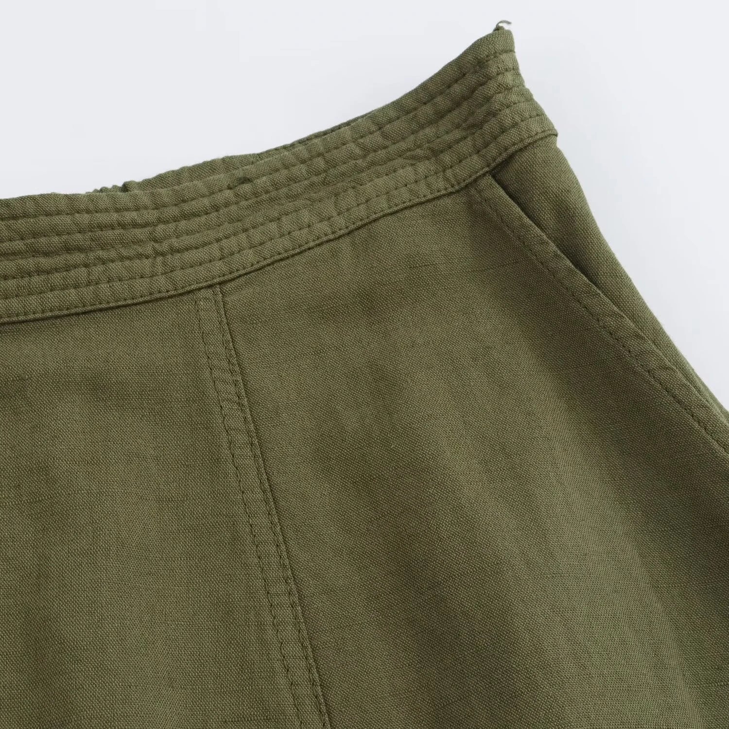 Vintage Linen Blend Midi Chic High Waist Elegant A-line Long Skirt
