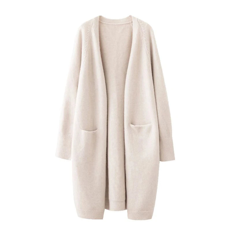 Loose Thick Warm V Neck Knitted Casual  Cardigan