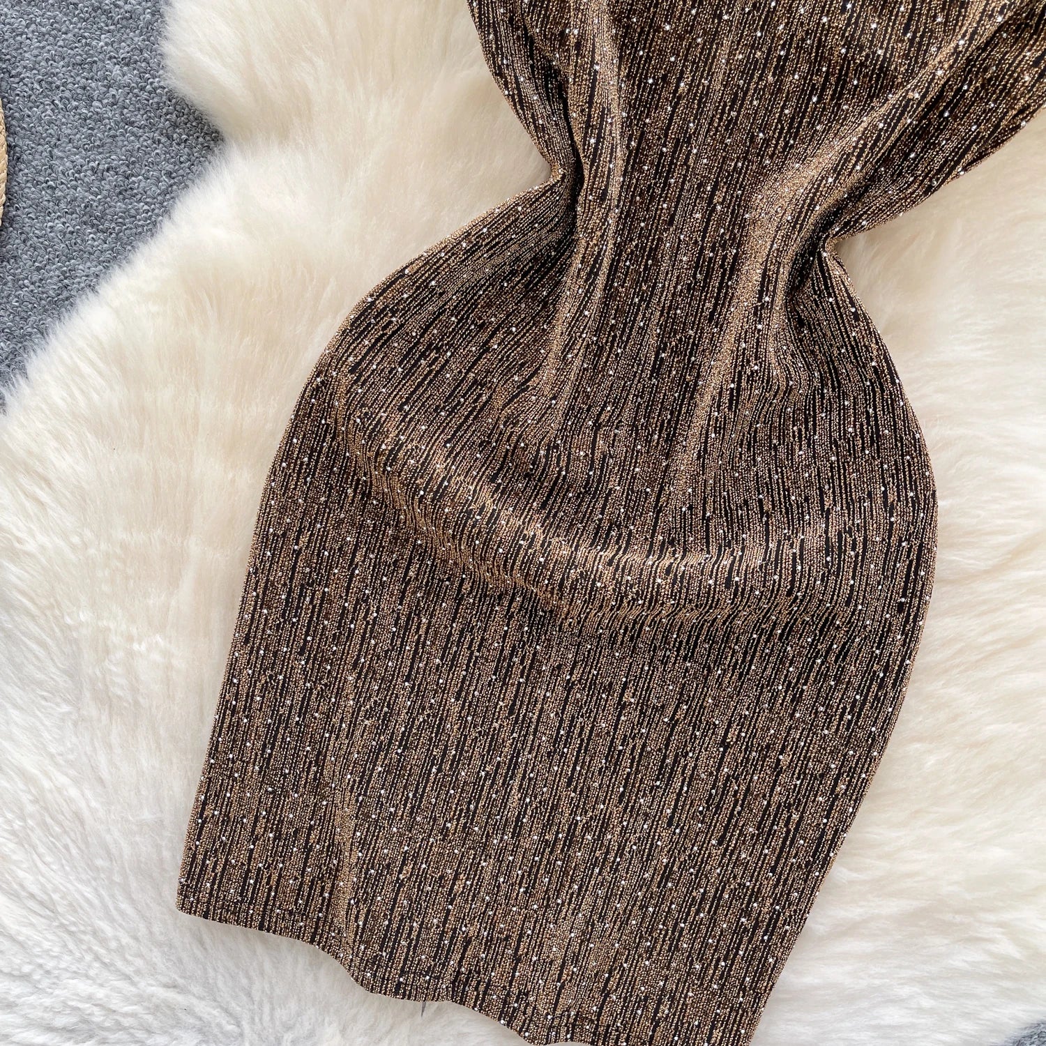 Spaghetti Strap Diamonds Design Backless Dress