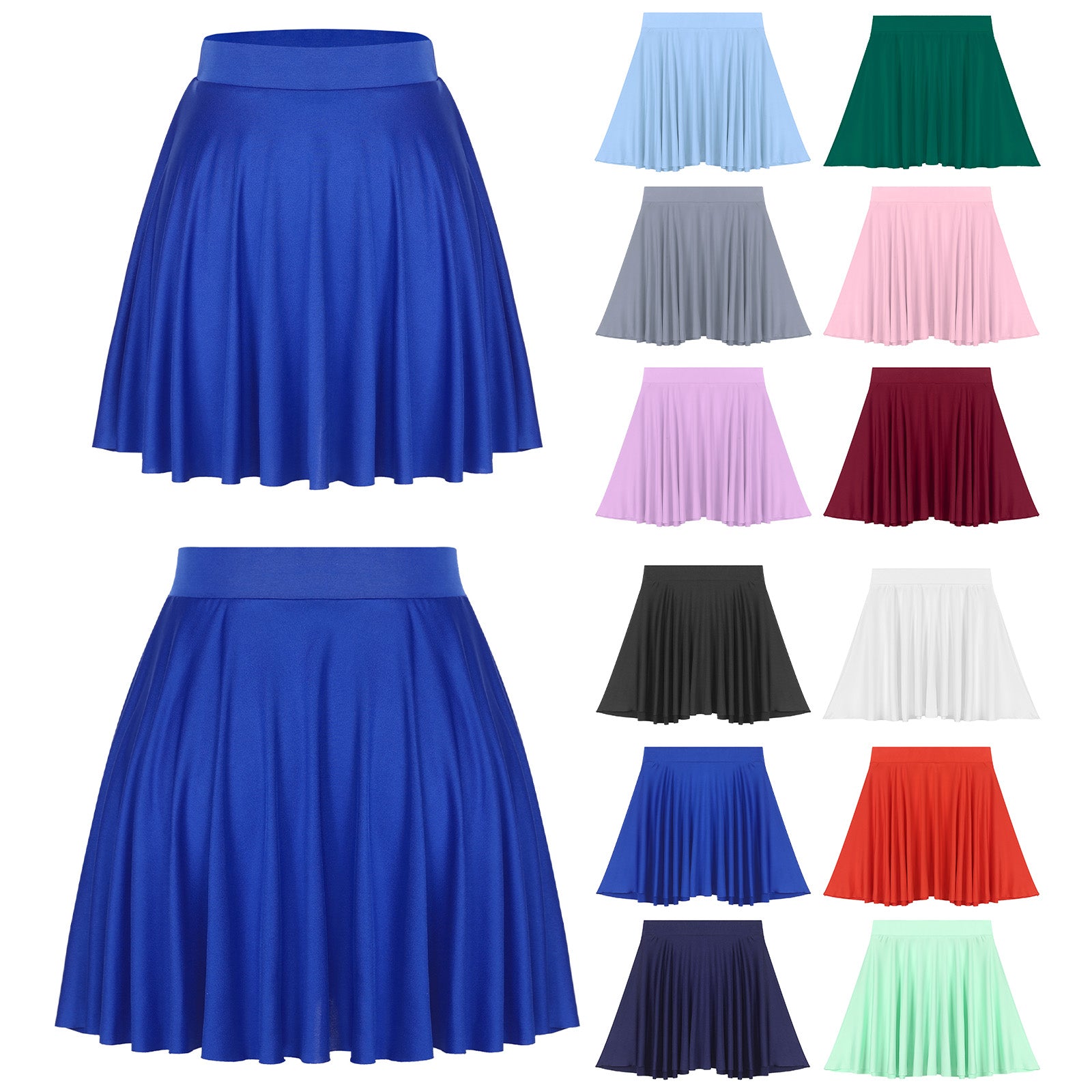 Elastic Waistband Flared Ruffles Skirts