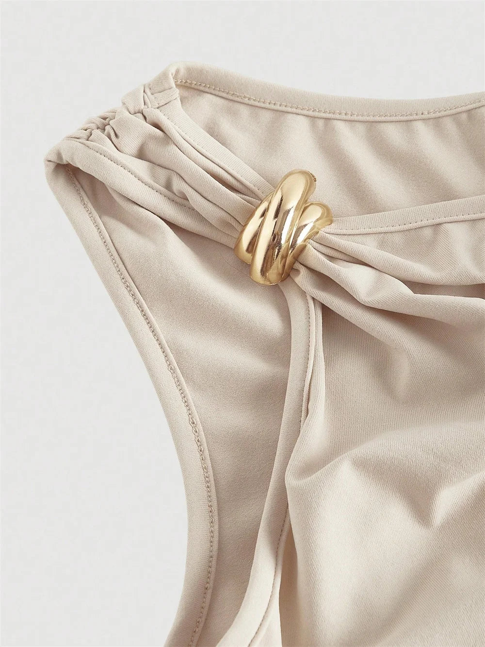 Elegant One Shoulder Backless Pleated Midi Dress