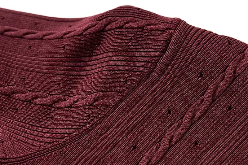 Short-Sleeved Hollow Out  Knitted Dress