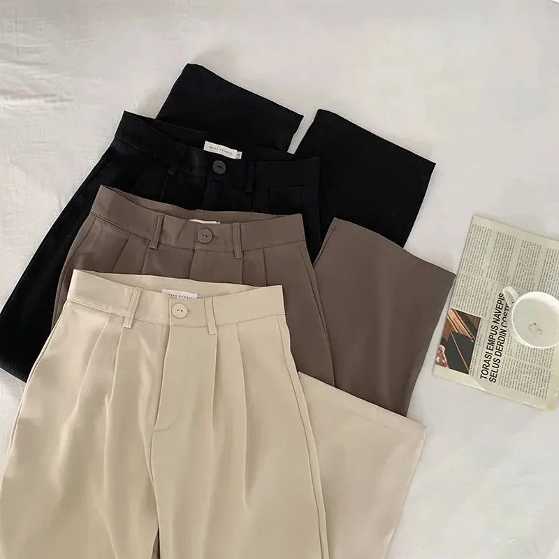 High Waist Trousers Casual Button Loose Pants