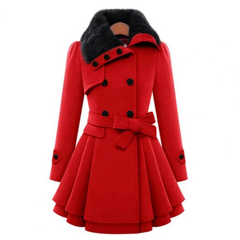 Warm Plush Thick Korean Style Slim Lapel Windbreaker Coat