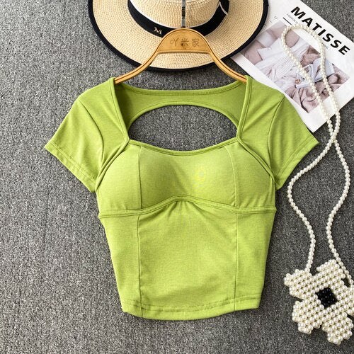 Chic T Shirt Hollow Out Casual Tops