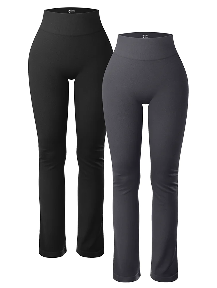 Solid Seamless Knit Yoga Flared Slim Casual Sports Leggings