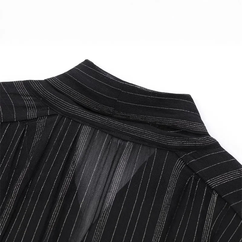 Elegant Metal Color Long Sleeve Round Neck Shirt