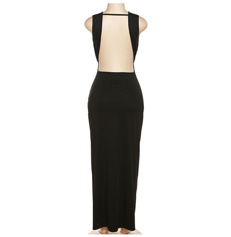 Ruched Backless V Neck Hight Slit Bodycon Maxi Dress