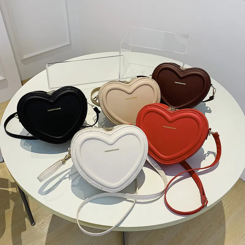 Heart Shape Crossbody Pu Leather Shoulder Bags Fashion Handbags