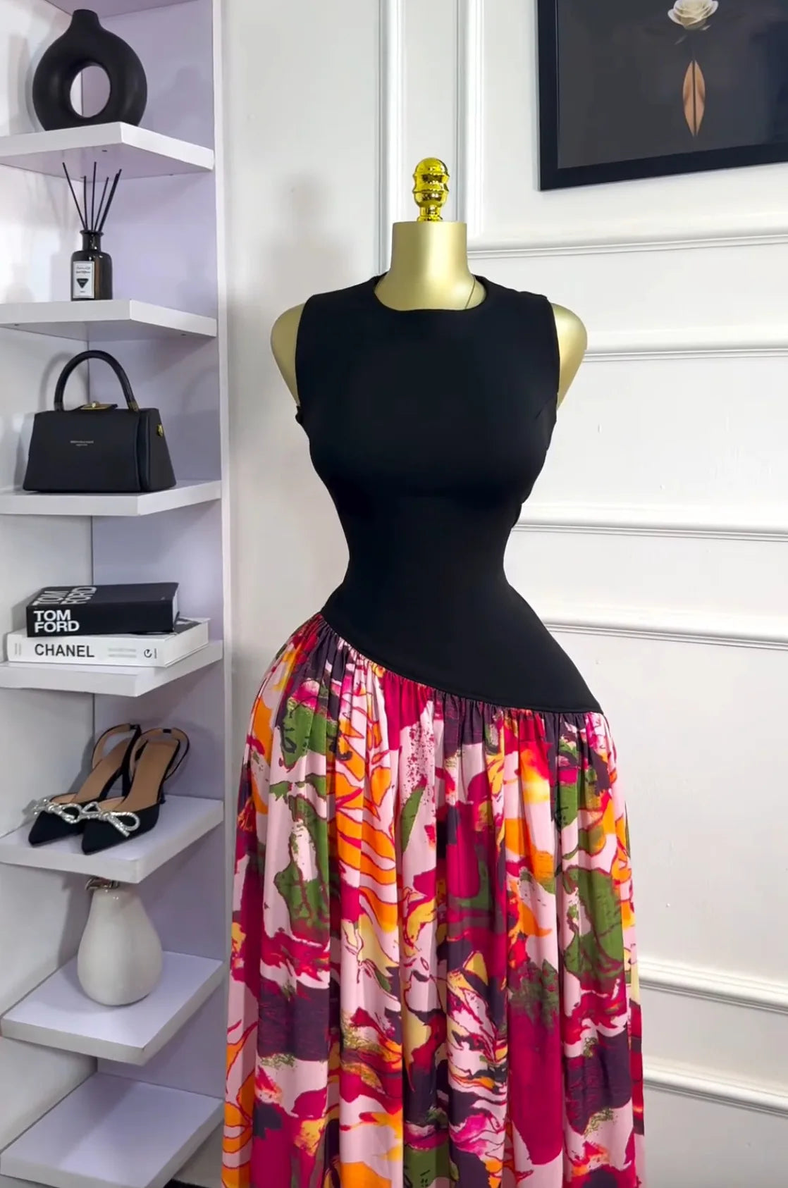 Sleeveless Printed Patchwork Tank Long Maxi Dress