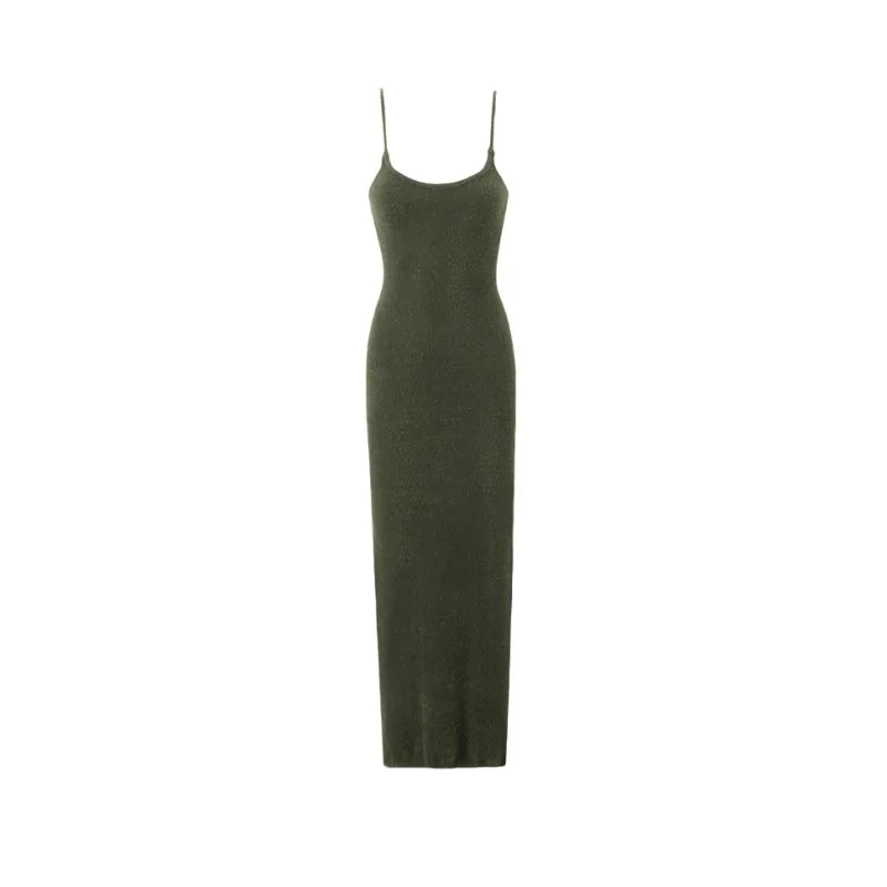 Strapless Soft Fluffy Knit Maxi Dress