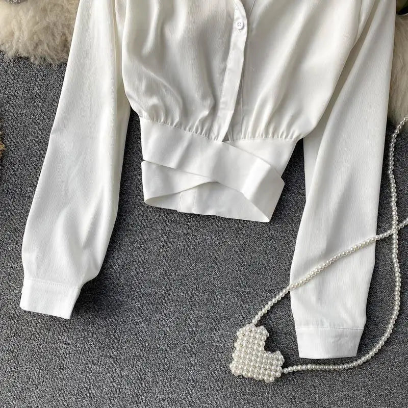 Stretchy Bandage Waist Stylish Crop Top