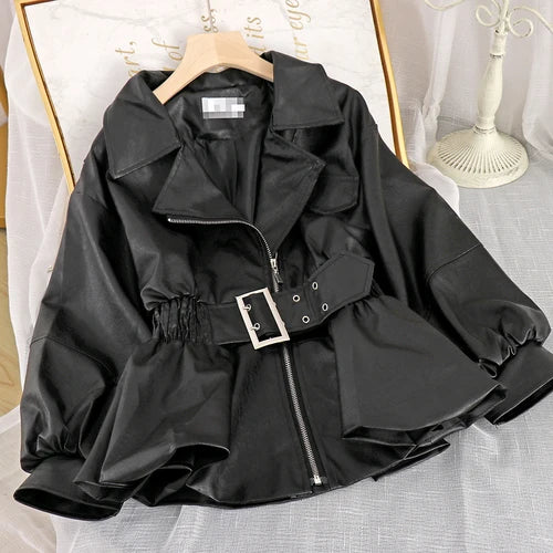 Leather Faux Leather PU Coat