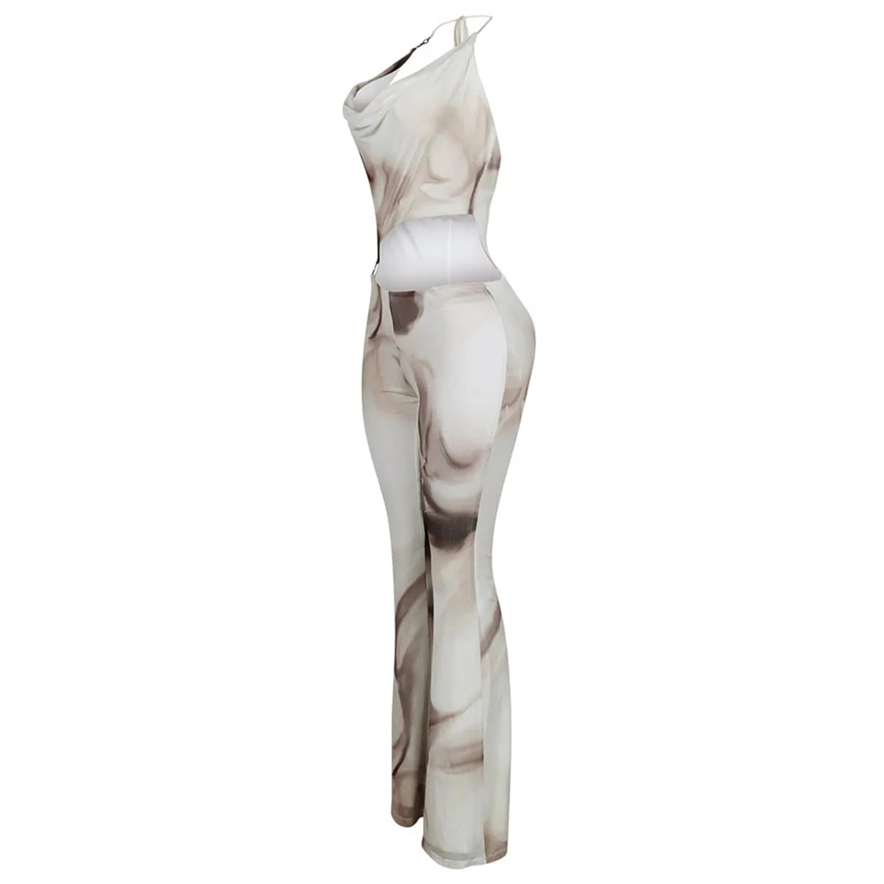 Sleeveless Pile Collar Halter Hollow Out Jumpsuits