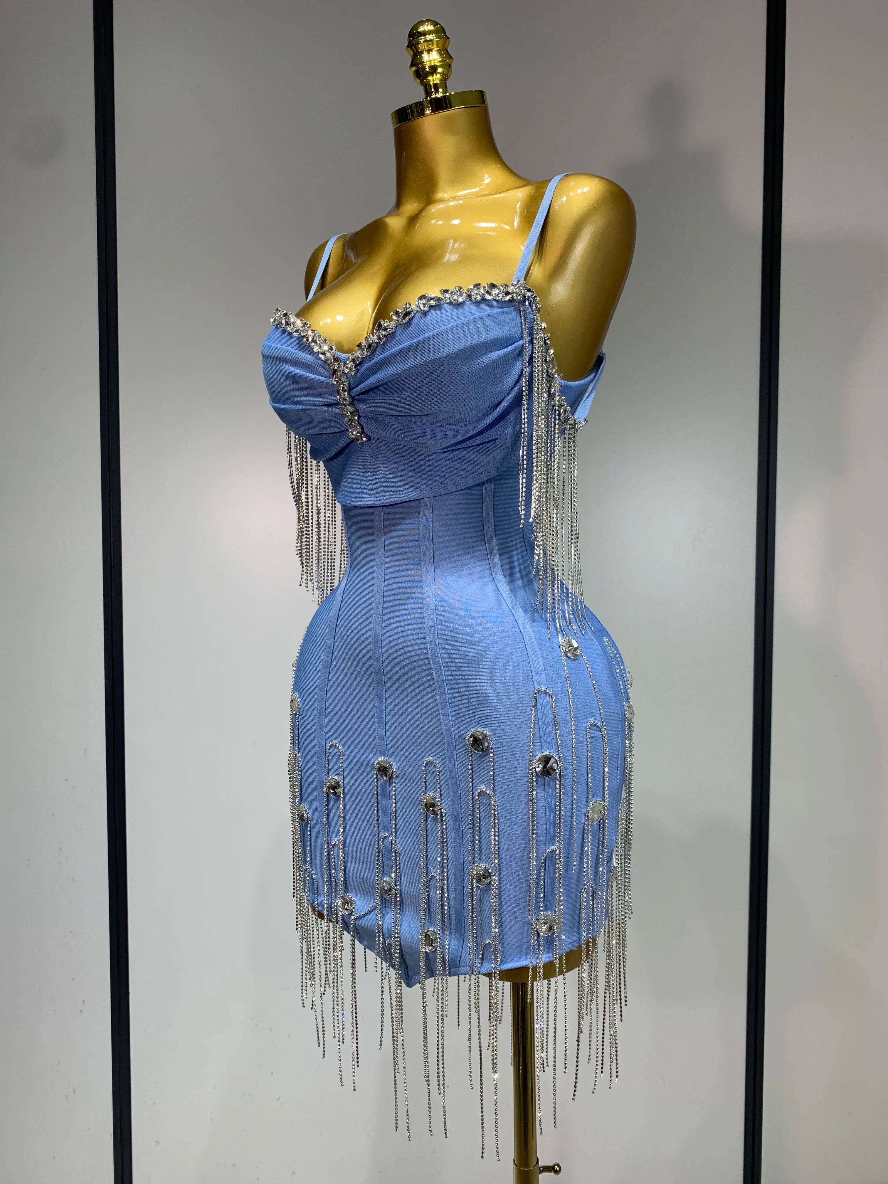 Backless Spaghetti Strap Bodycon Sleeveless Bandage Dress