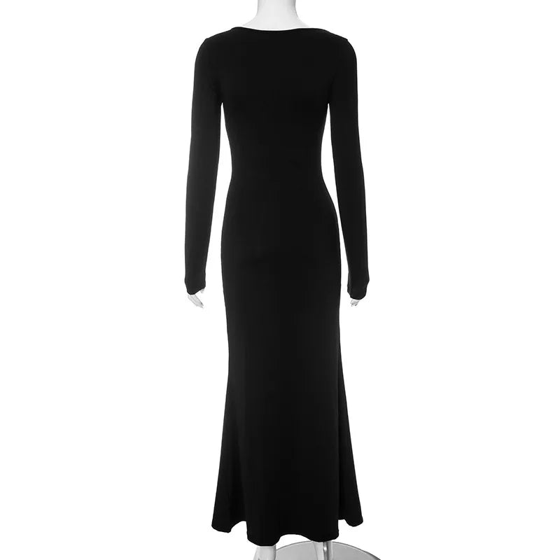 Y2K Bodycon Black Long Dress