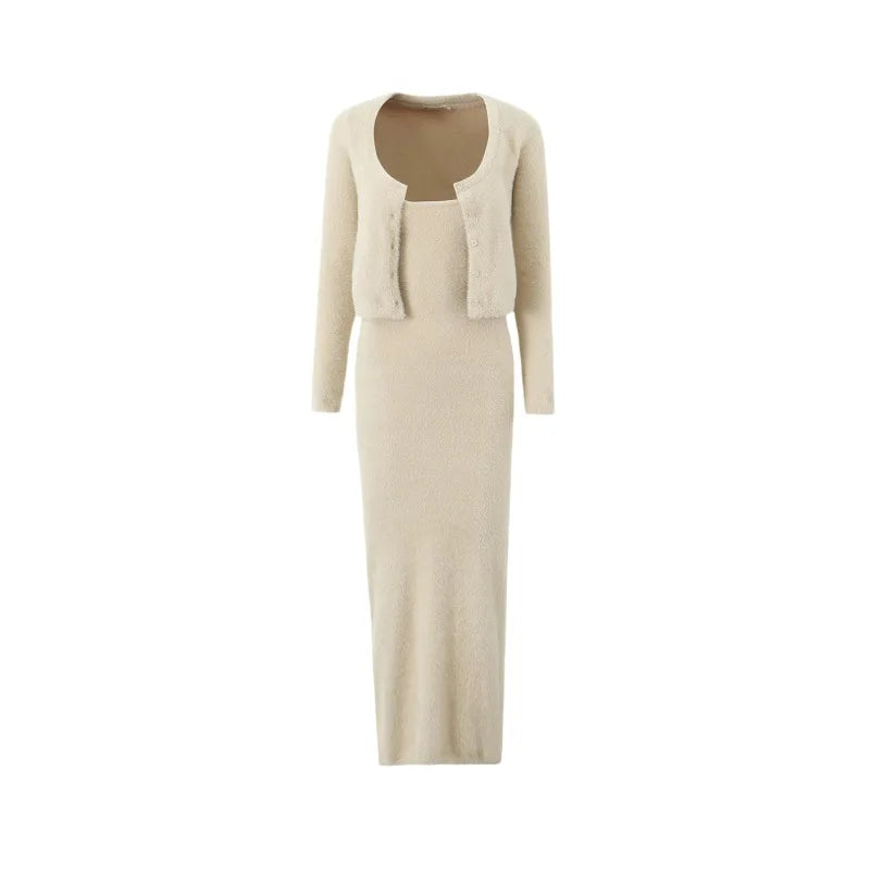 Strapless Soft Fluffy Knit Maxi Dress