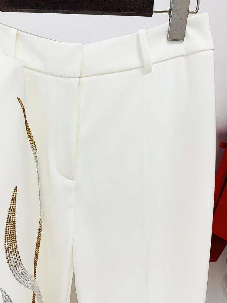HIGH STREET Runway Diamonds Belted Blazer Flare Trousers Two Piece Set