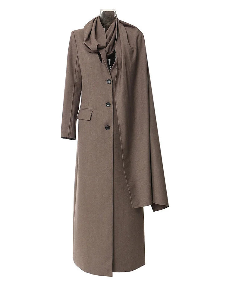 Elegant Scarf Collar Long Sleeve Blazer Jacket