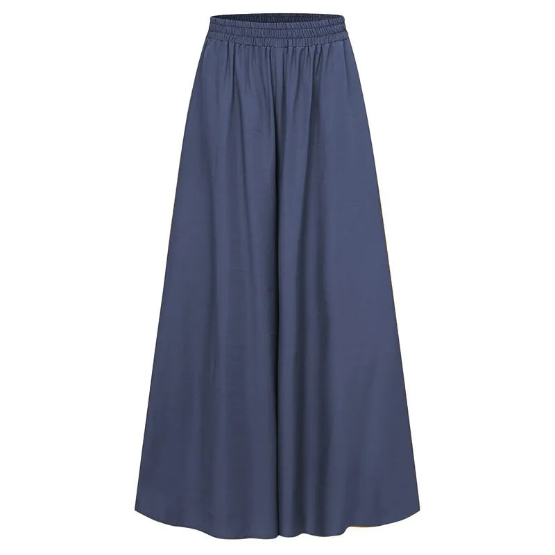 Silk Fold Retro Minimalist Mid Rise Elastic Drape Straight Leg Trousers