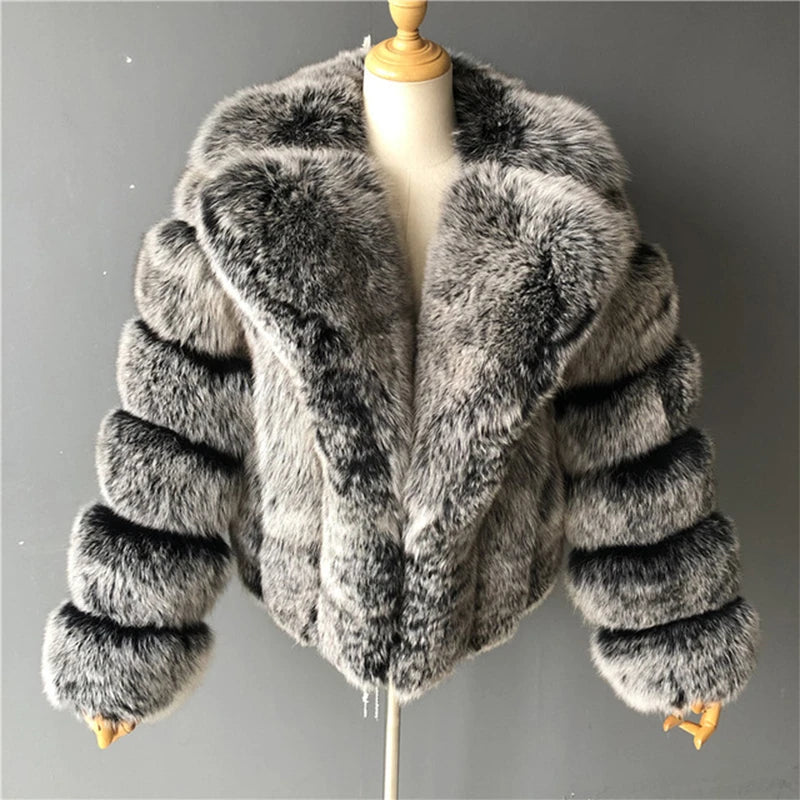 Mongolian Fur Faux  Jacket Thick Warm Fluffy Winter Outerwear