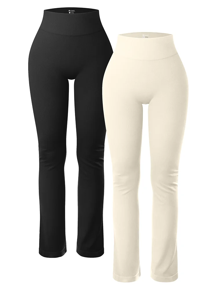 Solid Seamless Knit Yoga Flared Slim Casual Sports Leggings