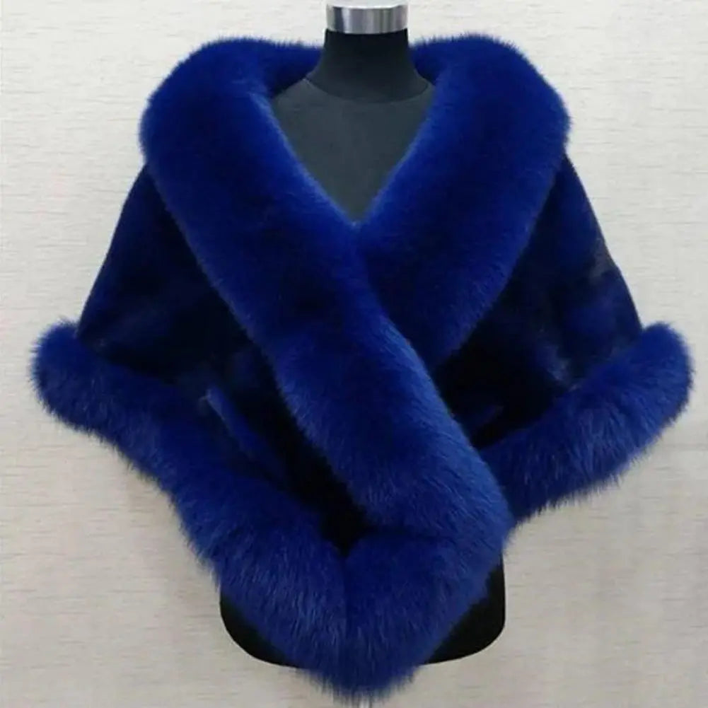 Faux Mink Fox Fur Thickened Warm Fluffy Cape Coat