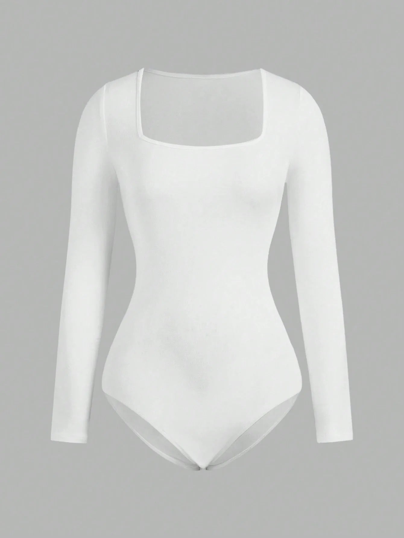 Three Piece Long Sleeve Square Neck  Open Crotch One-Piece Bodysuit