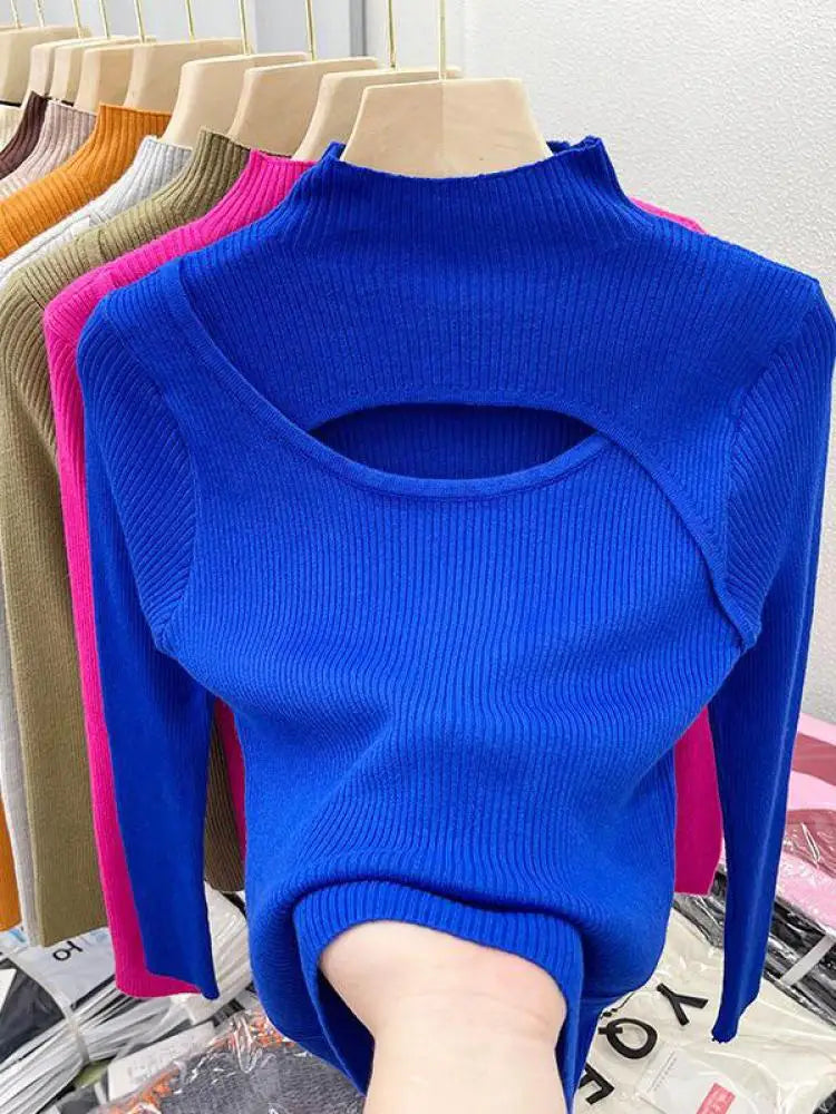 Hollow Out Slim Vintage Soft Warm Pull Pullover Knitted Sweater