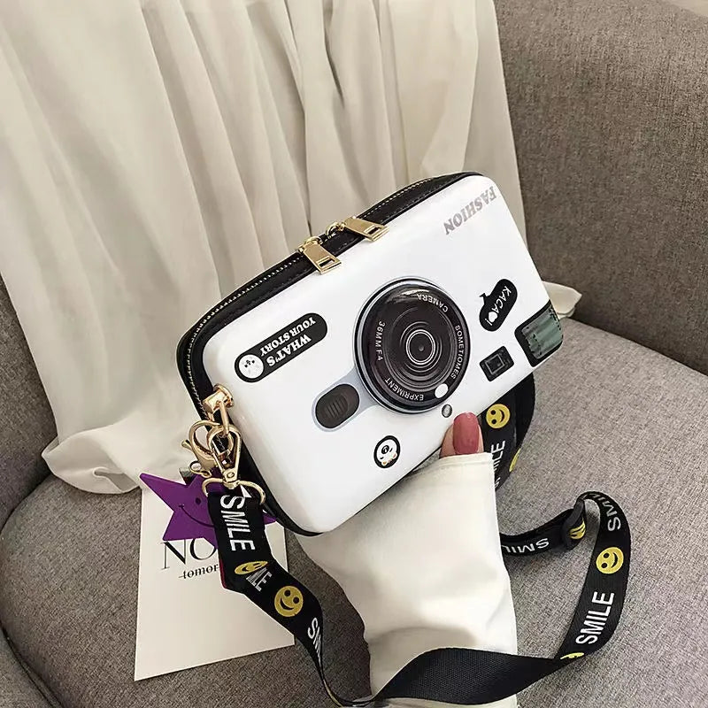 Trendy Camera Design Cartoon Print PU  Shoulder Bag