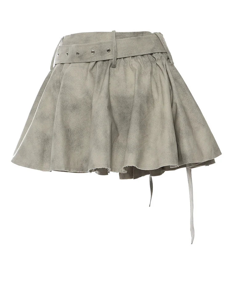 Printed Jacket Drawstring Half-body Skirt Two Pieces Suit