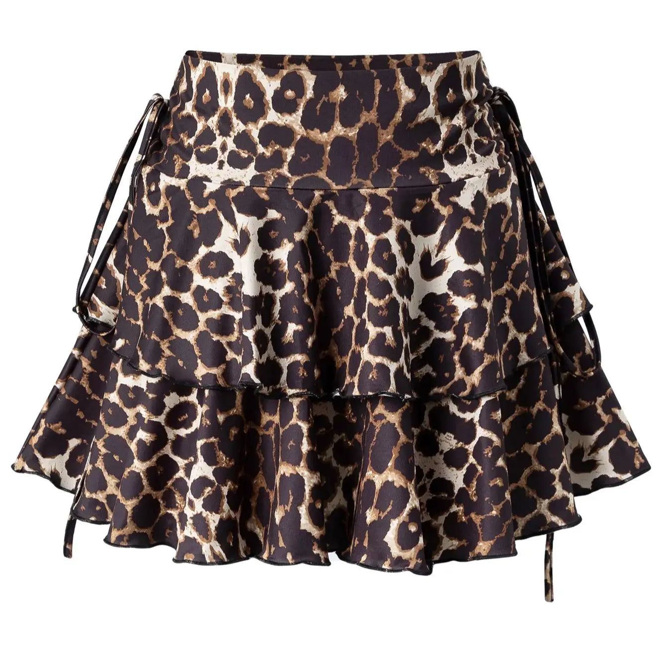 Leopard Print Skirt High Waist Slim Fit Elastic Waist Short Skirt
