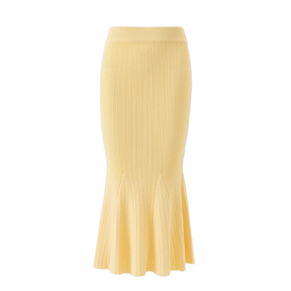 Knitted Elastic Button V-neck Long Sleeved Cardigan Slim Fit Fishtail Skirt Two Piece Set
